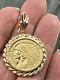 Antique Indian Head 1911 Us $5 Coin Solid Yellow Gold Pendant, 13.1 Grams