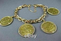Antique Large 18kt & 22k Rose & Yellow Gold Persian English Coin Bracelet #23621