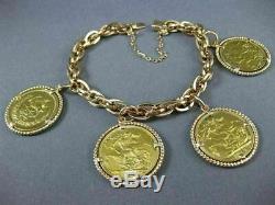Antique Large 18kt & 22k Rose & Yellow Gold Persian English Coin Bracelet #23621