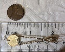 Antique Mexico Gold 1920 Dos Pesos Coin Earrings Drop From 14K pierced Settings