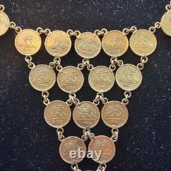 Antique Silver Coins Necklace 60 Guatemala 1882 Genuine Coins 1/4 Real Vermeil