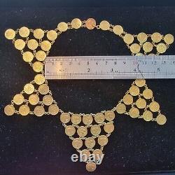 Antique Silver Coins Necklace 60 Guatemala 1882 Genuine Coins 1/4 Real Vermeil