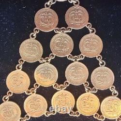 Antique Silver Coins Necklace 60 Guatemala 1882 Genuine Coins 1/4 Real Vermeil