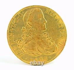 Antique Spanish Colony Mexico 8 Escudo Gold Coin 1808 Carlos IV 0.875 Fine 27g