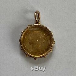 Antique Victorian 1838 Fourpence Groat Coin 9ct Gold Fob Pendant