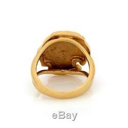 Antique Vintage Deco Retro 14k Gold Native Navajo Buffalo Coin Style Ring Sz 5.5