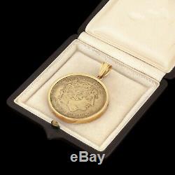 Antique Vintage Deco Style 14k Gold Greek Drachma Alexander Vergina Coin Pendant