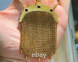 Antique Vintage Victorian 14 Karat Yellow Gold Fringe Mesh Coin Purse Jewelry