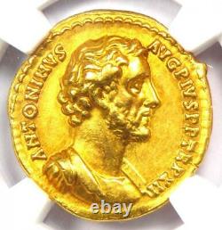Antoninus Pius Gold AV Aureus Coin 138-161 AD Certified NGC AU with Fine Style