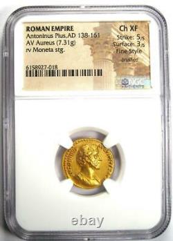 Antoninus Pius Gold AV Aureus Roman Coin 138-161 AD NGC Choice XF Fine Style