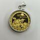 Asian Chinese 999 Gold Bullion Coin Pendant Sterling Setting China Pure Fine 24k