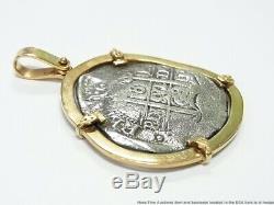 Atocha Silver 8 Reale Shipwreck Coin Piece of 8 Heavy 14k Gold Vintage Pendant