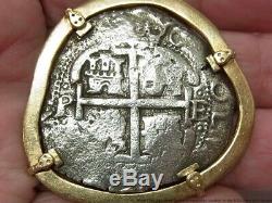 Atocha Silver 8 Reale Shipwreck Coin Piece of 8 Heavy 14k Gold Vintage Pendant