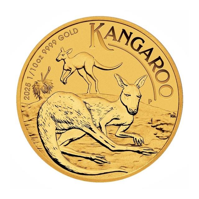 Australia 2025 $15 1/10-oz Gold Kangaroo. 9999 Fine Bu