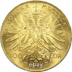 Austria 1915 Restrike 100 Coronas Gold. 900 Fine ASW 0.9802 oz Brilliant Uncirc