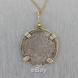 Authentic 14k Yellow Gold Spanish Reale Shipwreck Coin 24 Necklace