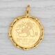 Authentic 1989 25 Yuan Chinese Panda Coin Pendant 1/4 Oz 999 Fine Gold 21k Bezel