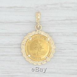 Authentic Chinese Panda Coin Pendant 10k & Fine Yellow Gold 1/20oz 1998 5 Yuan