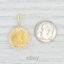 Authentic Chinese Panda Coin Pendant 10k & Fine Yellow Gold 1/20oz 1998 5 Yuan