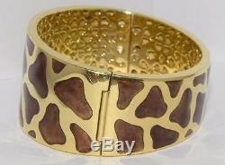 Authentic ROBERTO COIN 122.7g 18k Enamel Giraffe Pattern Bangle & Earrings Set