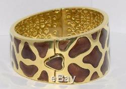 Authentic ROBERTO COIN 122.7g 18k Enamel Giraffe Pattern Bangle & Earrings Set