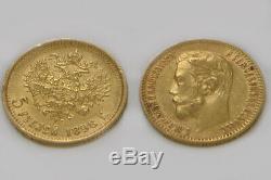 Authentic Russian gold coin 5 Roubles Nicholas II Fine 900 (1898, 1899, 1900)