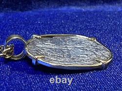 Authentic Silver Spanish Shipwreck Cob Coin, 4-reales, in Custom 14k Gold Bezel