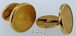 AuthenticPIAGET$5 Liberty Head Gold Coins 22KCuff Links14K FrameSwiss Made
