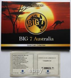 BIG 7 Australia 2022 Fine Gold Proof Coins Set, Seven Niue 2.5 Australian Dollars