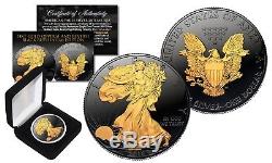 BLACK RUTHENIUM 1 oz. 999 Fine Silver 2018 American Eagle US Coin 24K Gold Clad