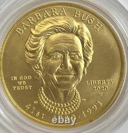 Barbara Bush 2020 First Spouse Gold Coin 1/2 ounce. 9999 Fine Gold OGP & COA