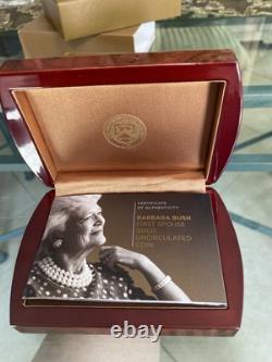 Barbara Bush 2020 First Spouse Gold Coin 1/2 ounce. 9999 Fine Gold OGP & COA