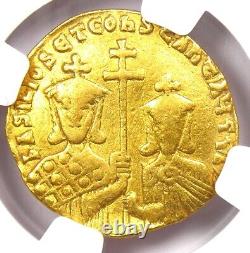 Basil I and Constantine AV Solidus Gold Coin 868-886 AD Certified NGC VF