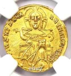 Basil I and Constantine AV Solidus Gold Coin 868-886 AD NGC Choice XF (EF)