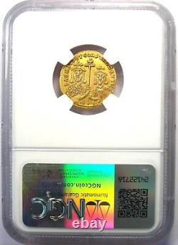 Basil I and Constantine AV Solidus Gold Coin 868-886 AD NGC Choice XF (EF)