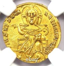 Basil I and Constantine AV Solidus Gold Coin 868-886 AD NGC Choice XF (EF)