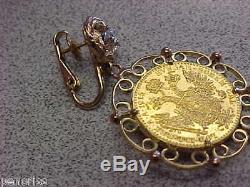 Beautiful Diamond & Gold Coin Earrings 14k Gold Must See Make Offer