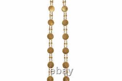 Beautiful Dubai Handmade Coin Chain Necklace In Fine Certified 18K Yellow Gold