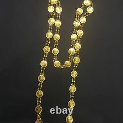 Beautiful Dubai Handmade Coin Chain Necklace In Fine Certified 18K Yellow Gold