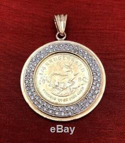 Bid Away 1980 1/4 Oz Krugerrand Fine Gold & 1.17ct Diamond Coin 18k Pendant