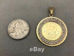 Bid Away 1980 1/4 Oz Krugerrand Fine Gold & 1.17ct Diamond Coin 18k Pendant