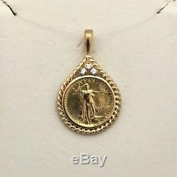 Bid Away 1986 1/10 Oz $5 Liberty Fine Gold &. 09ct Diamond Coin 14k Pendant