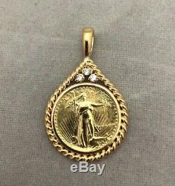 Bid Away 1986 1/10 Oz $5 Liberty Fine Gold &. 09ct Diamond Coin 14k Pendant