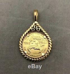 Bid Away 1986 1/10 Oz $5 Liberty Fine Gold &. 09ct Diamond Coin 14k Pendant