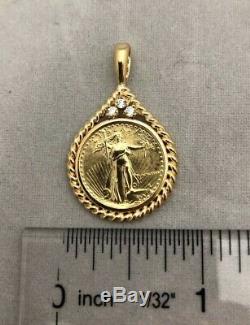 Bid Away 1986 1/10 Oz $5 Liberty Fine Gold &. 09ct Diamond Coin 14k Pendant