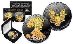 Black RUTHENIUM 1 Oz. 999 Fine Silver 2016 American Eagle US Coin with Gold Clad