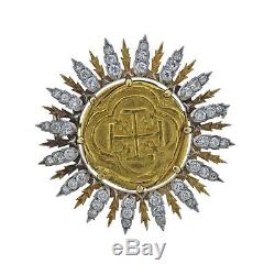 Buccellati Byzantine Ancient Coin Diamond Gold Brooch