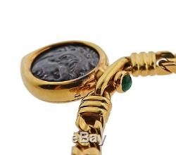 Bvlgari Bulgari Ancient Coin Alessandro Magno Dramma Emerald Gold Necklace