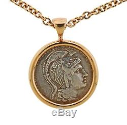 Bvlgari Bulgari Rose Gold Attica Athens 449 B. C. Ancient Coin Pendant Necklace