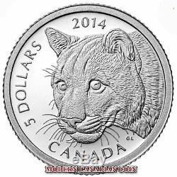 CANADA $20 1oz FINE SILVER COIN COUGAR WILDERNESS 1 PURE GOLD+1 PLATINUM (2014)